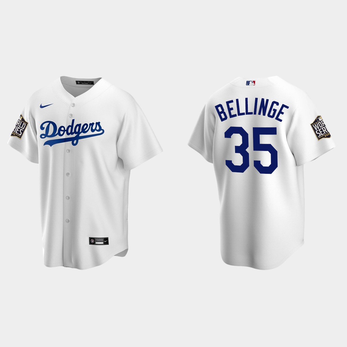 Youth Los Angeles Dodgers #35 Cody Bellinger  2020 World Series Home Jersey - White