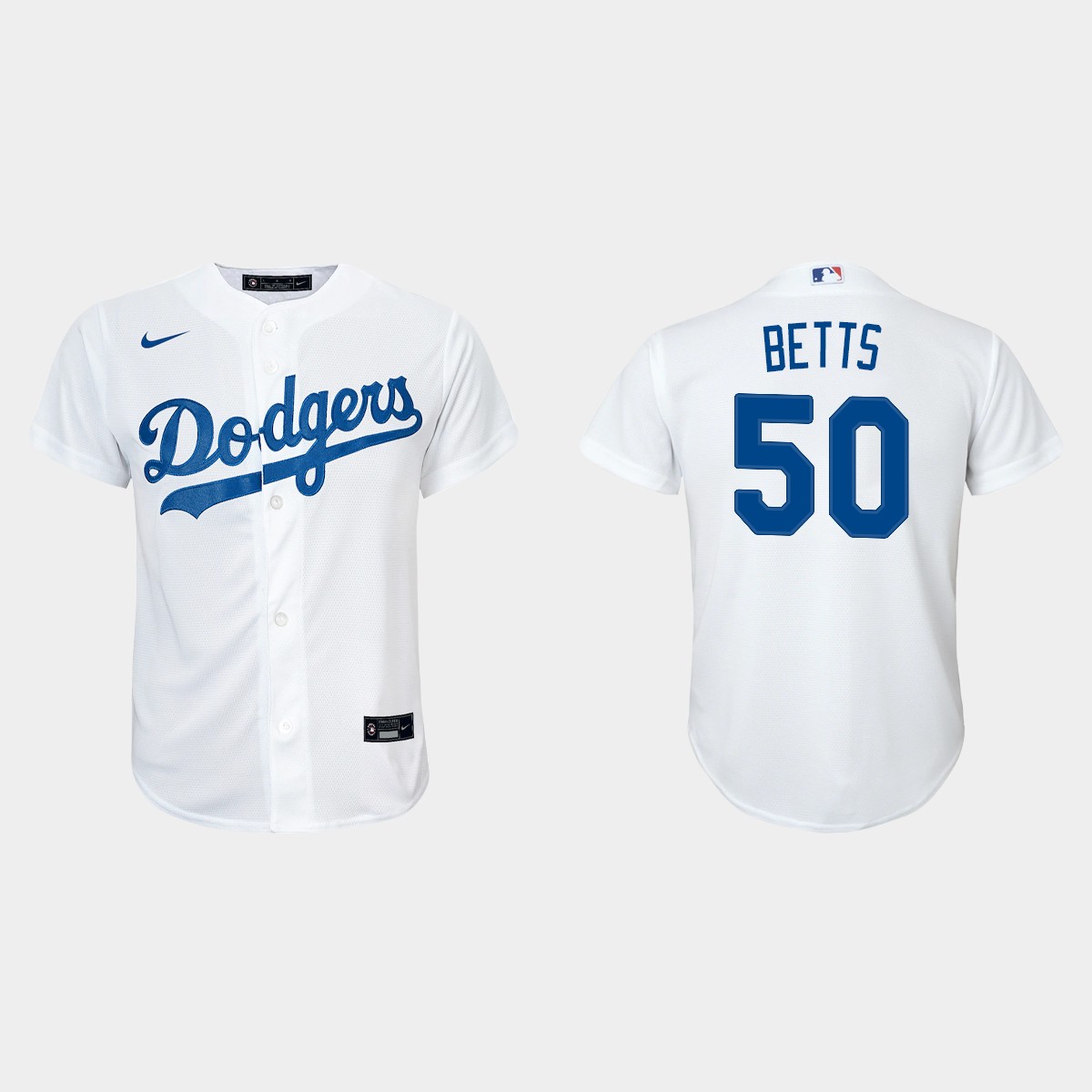 Youth Los Angeles Dodgers #50 Mookie Betts White  Home Jersey