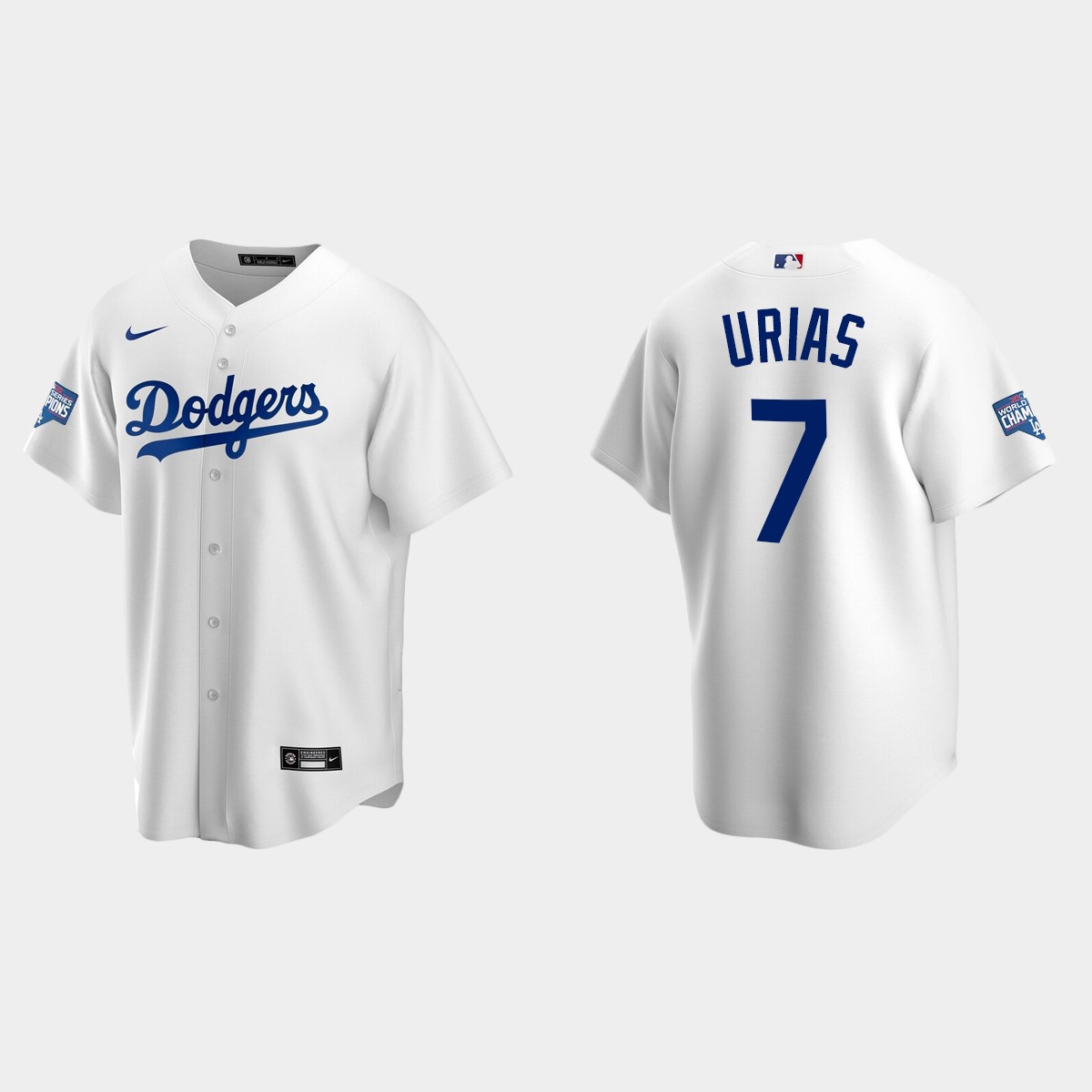 Youth Los Angeles Dodgers #7 Julio Urias White 2020 World Series Champions  Home Jersey