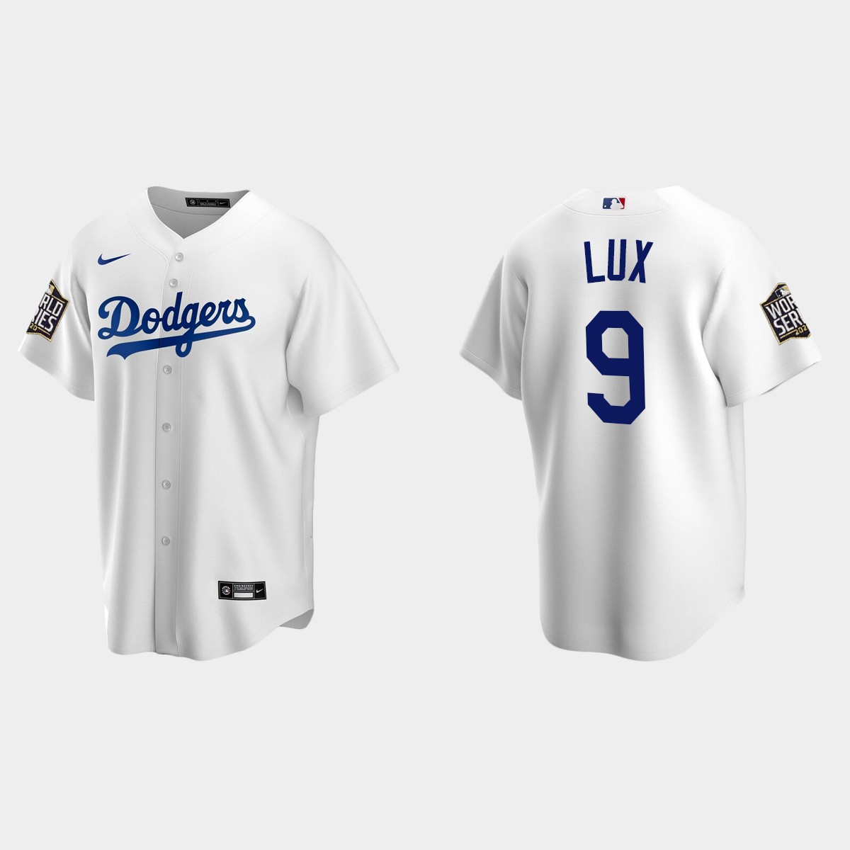 Youth Los Angeles Dodgers #9 Gavin Lux  2020 World Series Home Jersey - White