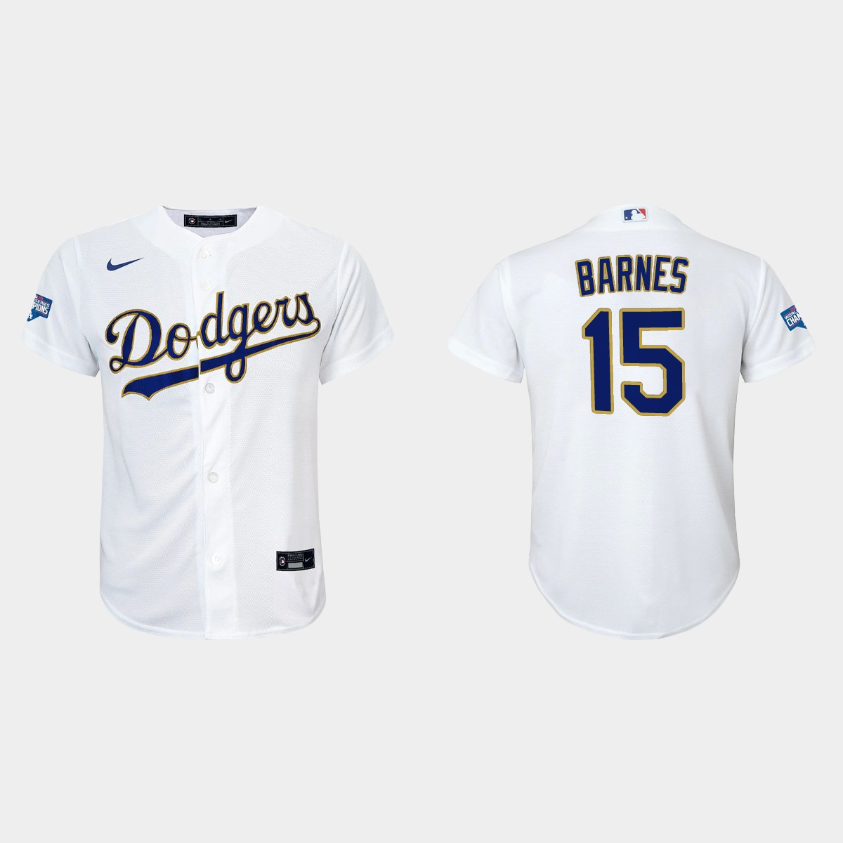 Youth Los Angeles Dodgers Austin Barnes 2021 Gold Program White Gold  Jersey
