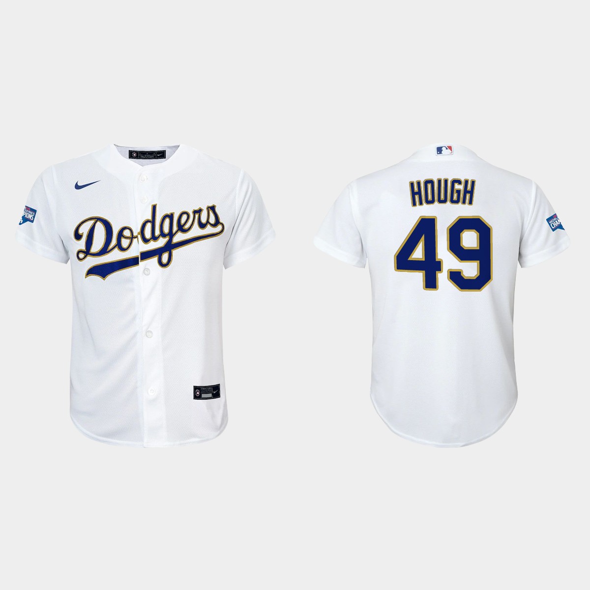Youth Los Angeles Dodgers Charlie Hough 2021 Gold Program White Gold  Jersey