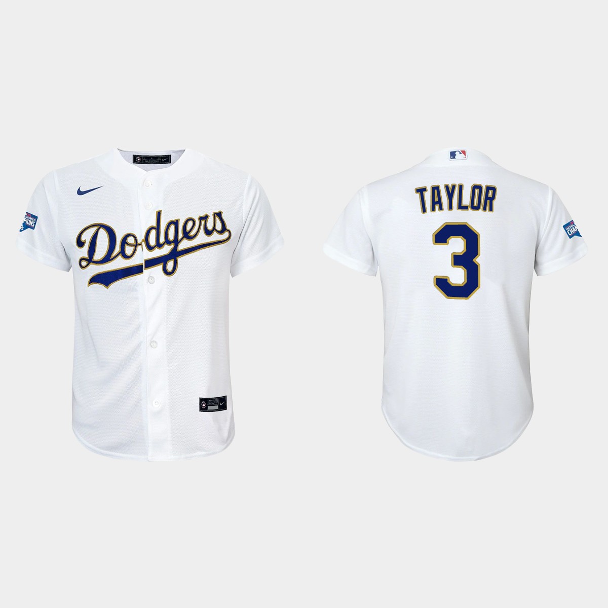 Youth Los Angeles Dodgers Chris Taylor 2021 Gold Program White Gold  Jersey