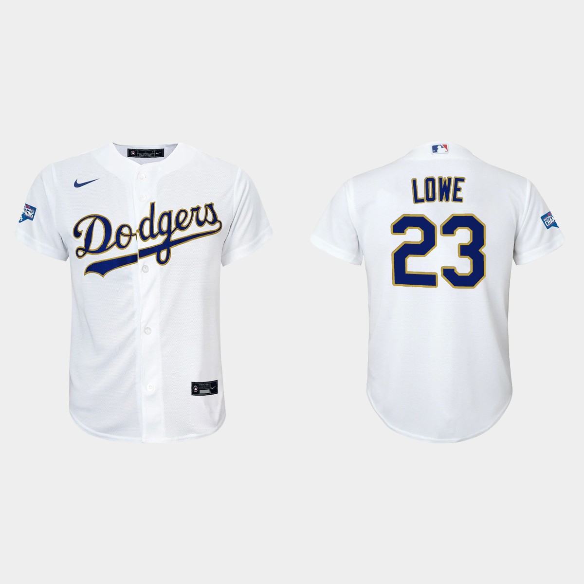 Youth Los Angeles Dodgers Derek Lowe 2021 Gold Program White Gold  Jersey