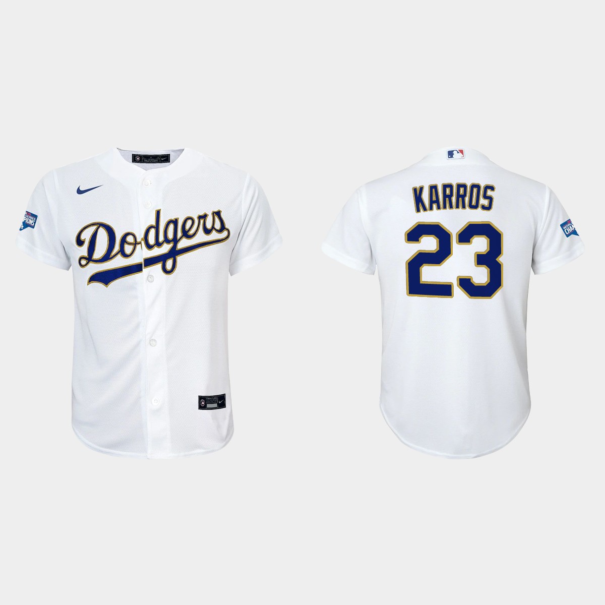 Youth Los Angeles Dodgers Eric Karros 2021 Gold Program White Gold  Jersey