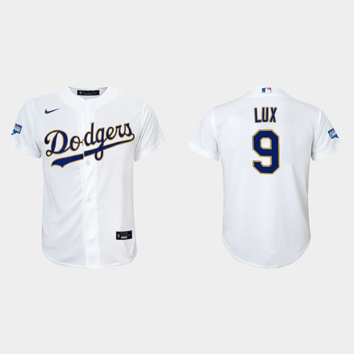 Youth Los Angeles Dodgers Gavin Lux 2021 Gold Program White Gold  Jersey
