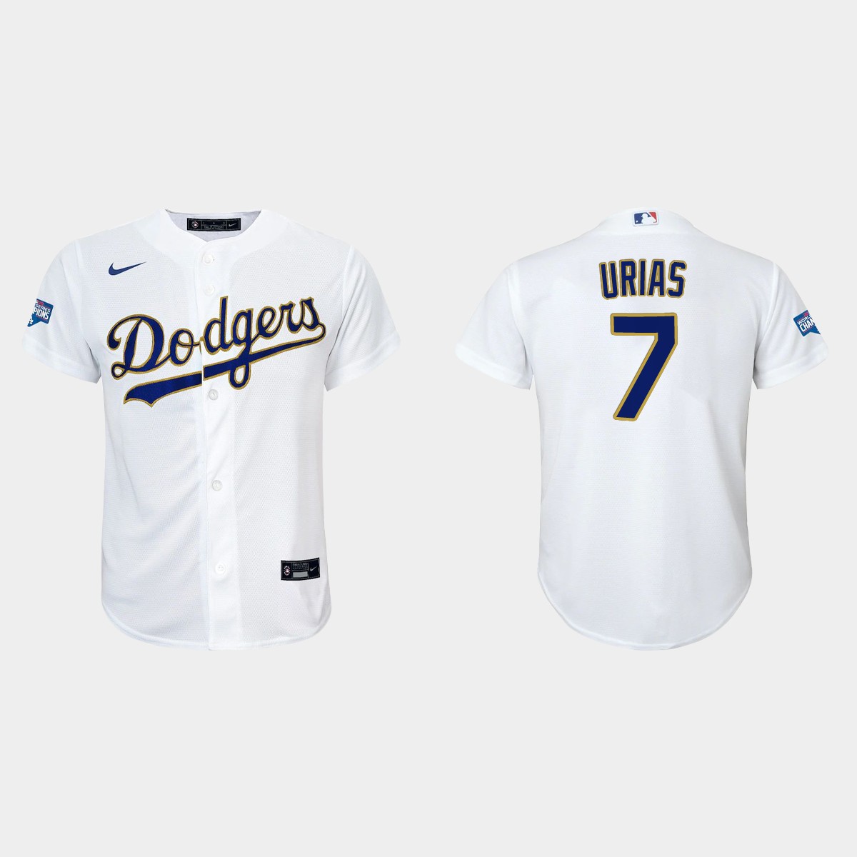 Youth Los Angeles Dodgers Julio Urias 2021 Gold Program White Gold  Jersey
