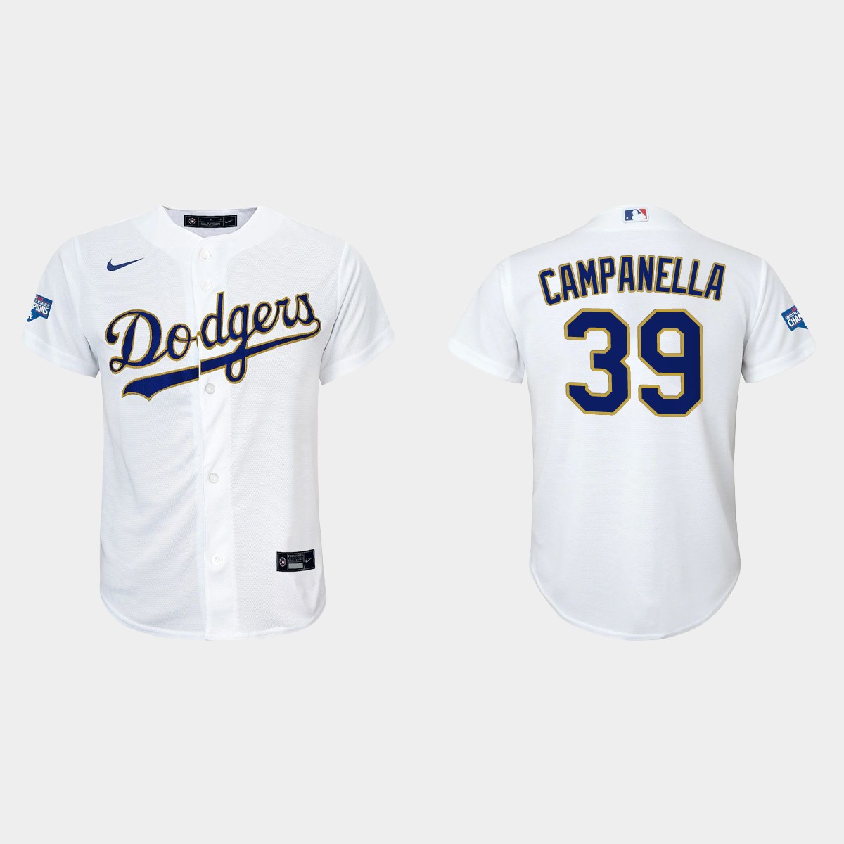 Youth Los Angeles Dodgers Roy Campanella 2021 Gold Program White Gold  Jersey