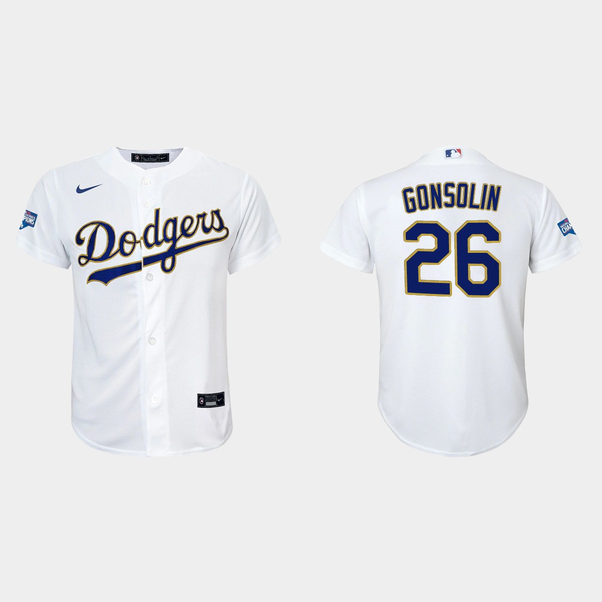 Youth Los Angeles Dodgers Tony Gonsolin 2021 Gold Program White Gold  Jersey