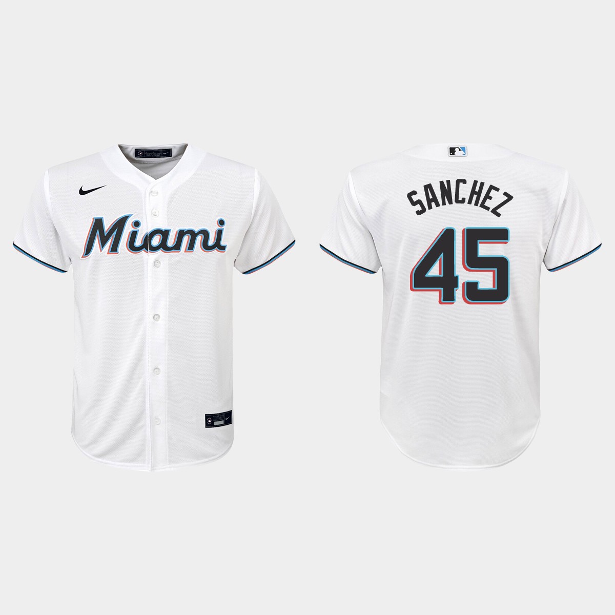 Youth Miami Marlins #45 Sixto Sanchez White  Home Jersey