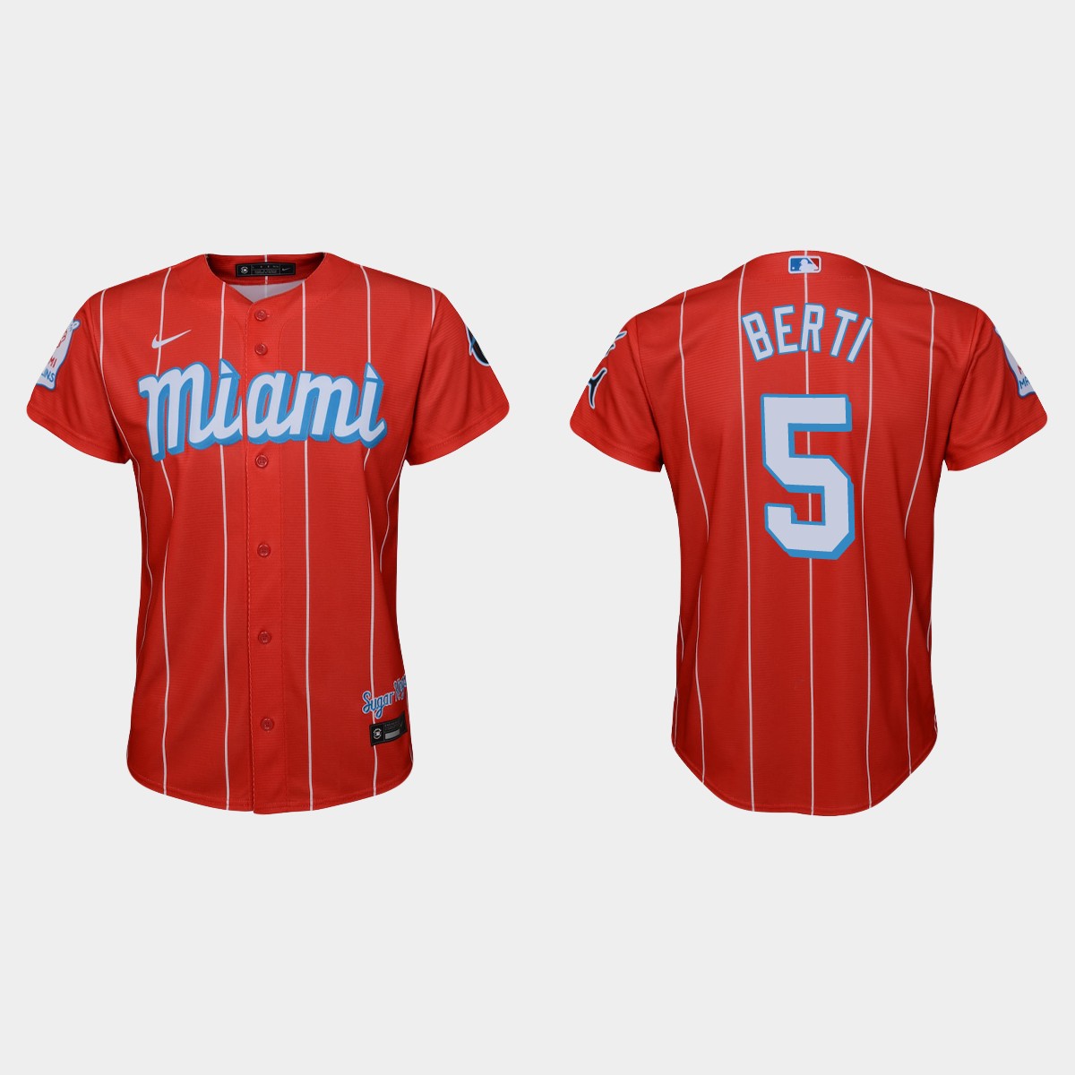 Youth Miami Marlins #5 Jon Berti Red 2021 City Connect  Jersey