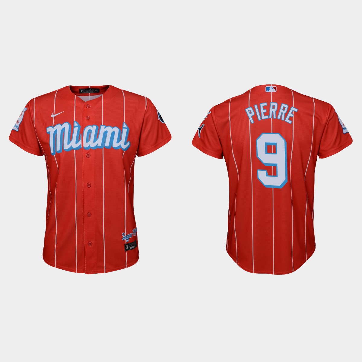 Youth Miami Marlins #9 Juan Pierre Red 2021 City Connect  Jersey