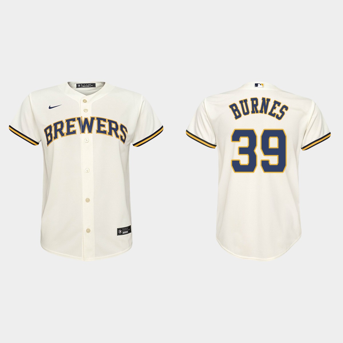 Youth Milwaukee Brewers #39 Corbin Burnes Cream  Home Jersey