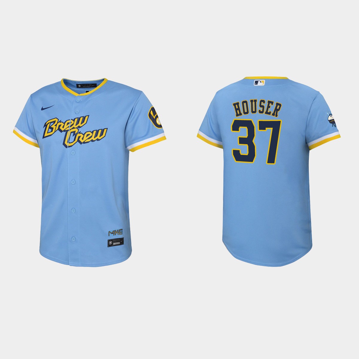 Youth Milwaukee Brewers Adrian Houser Powder Blue 2022 City Connect  Jersey