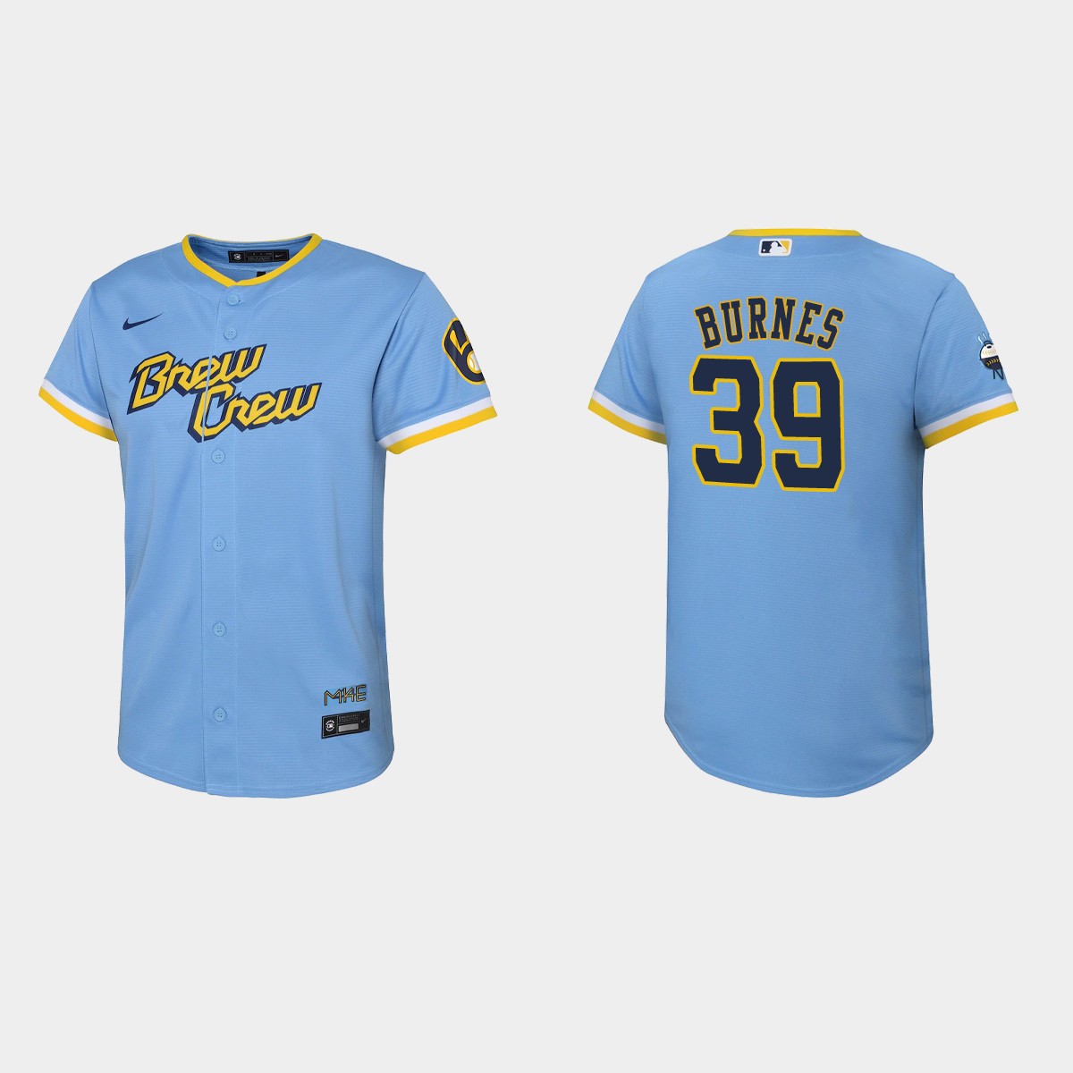 Youth Milwaukee Brewers Corbin Burnes Powder Blue 2022 City Connect  Jersey