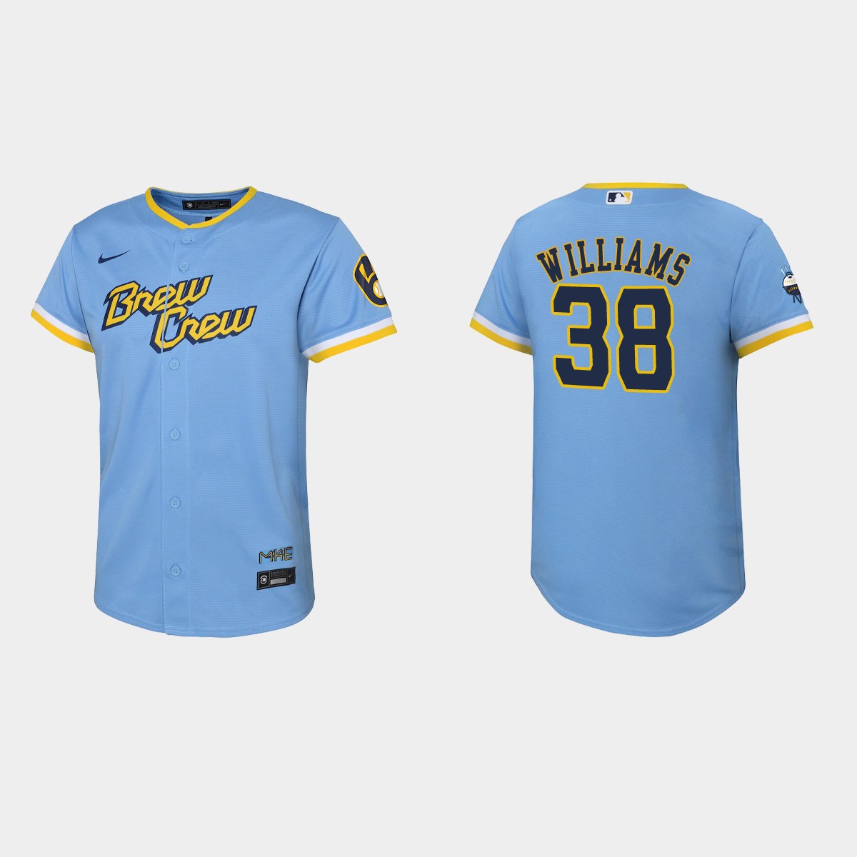 Youth Milwaukee Brewers Devin Williams Powder Blue 2022 City Connect  Jersey
