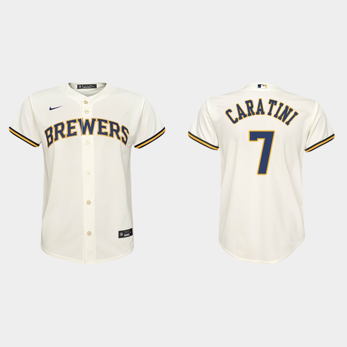 Youth Milwaukee Brewers Victor Caratini Cream  Home Jersey