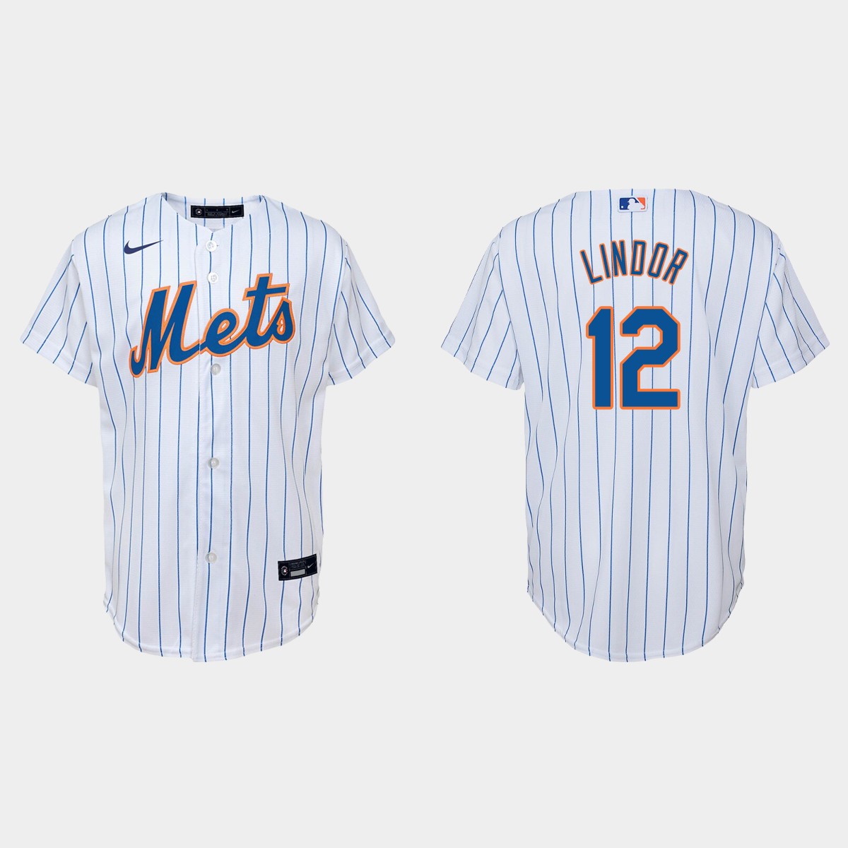 Youth New York Mets #12 Francisco Lindor White Replica Home Jersey