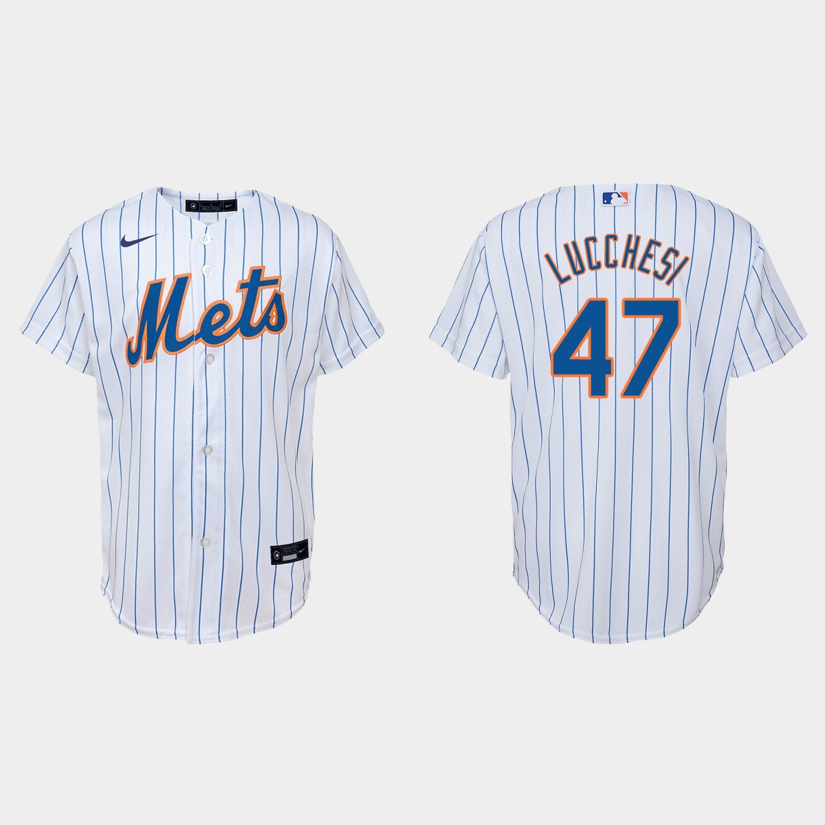 Youth New York Mets #47 Joey Lucchesi White  Home Jersey