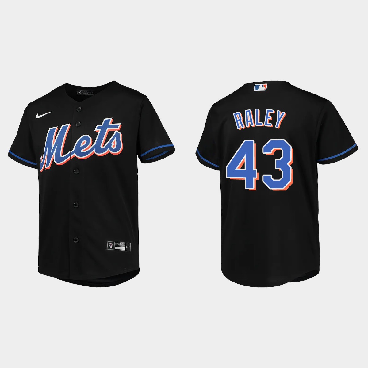 Youth New York Mets Brooks Raley Black  Alternate Jersey