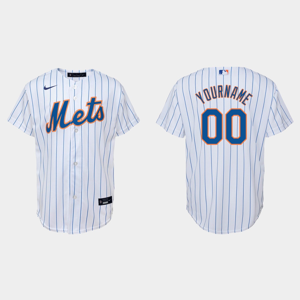 Youth New York Mets Custom White  Home Jersey