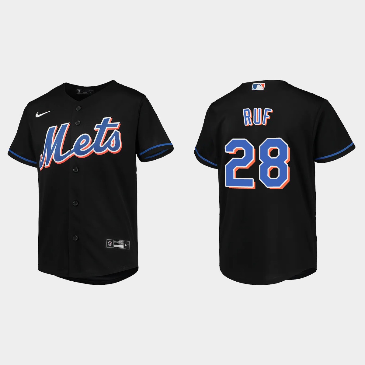 Youth New York Mets Darin Ruf Black  Alternate Jersey