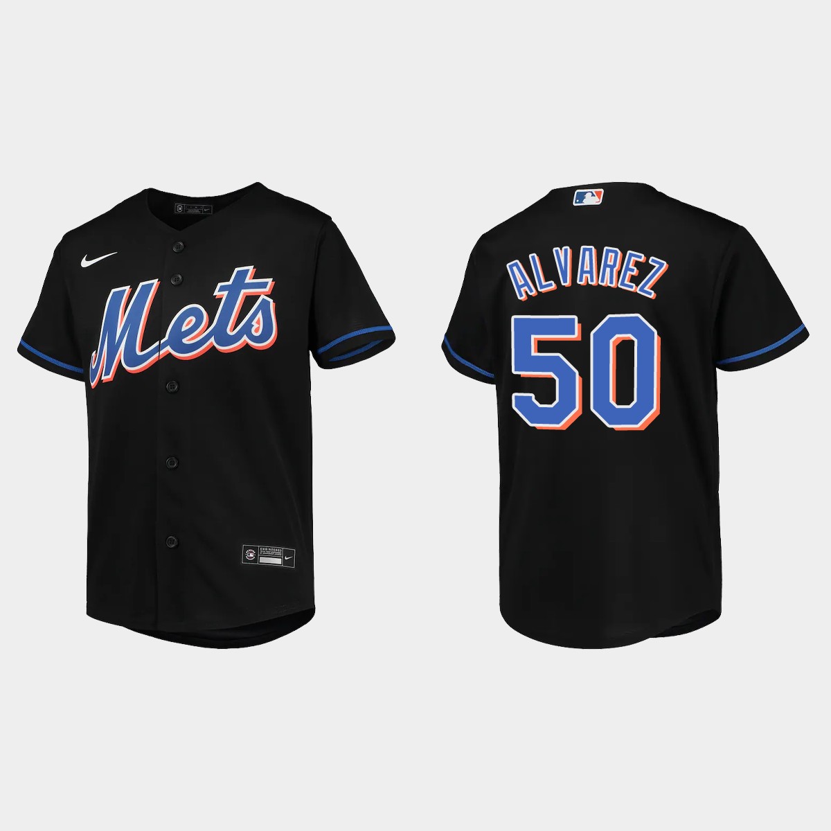 Youth New York Mets Francisco Alvarez Black  Alternate Jersey
