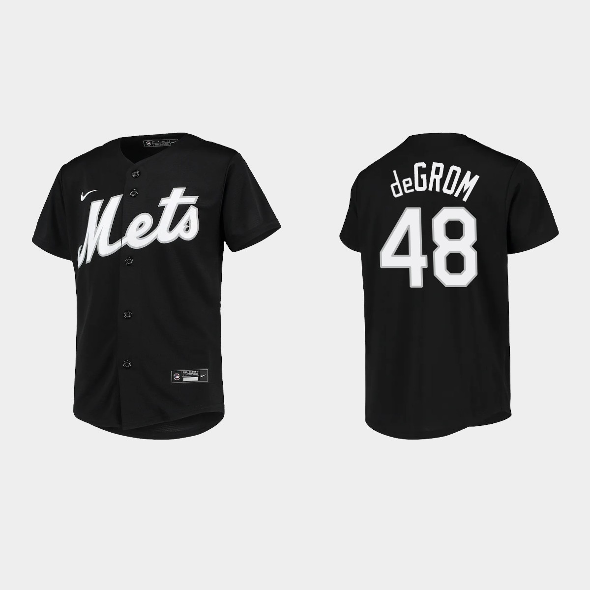 Youth New York Mets Jacob deGrom Black Replica Team Jersey