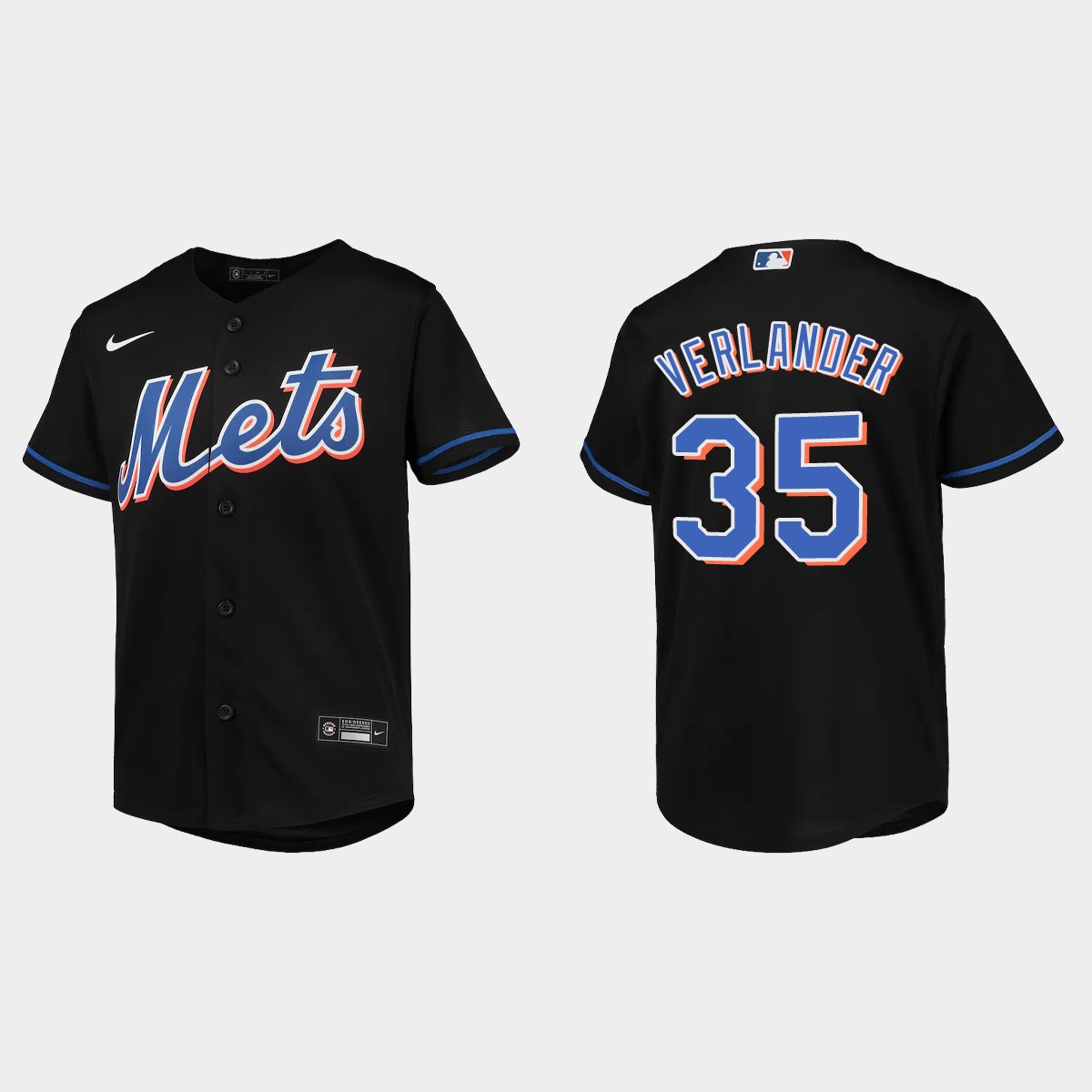 Youth New York Mets Justin Verlander Black  Alternate Jersey