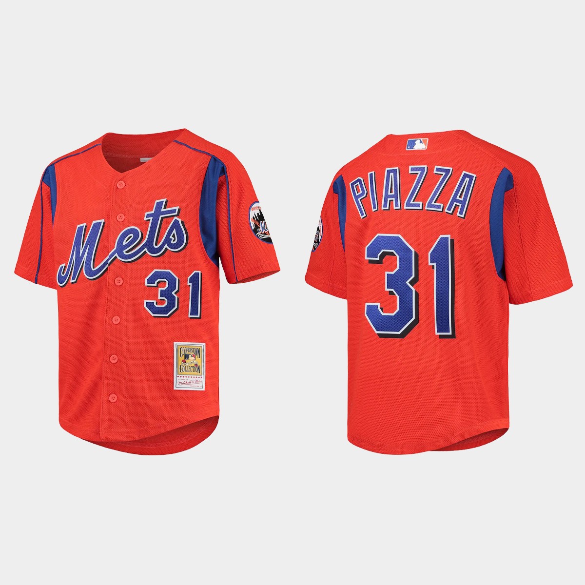 Youth New York Mets Mike Piazza Orange Cooperstown Collection Mesh Batting Practice Jersey