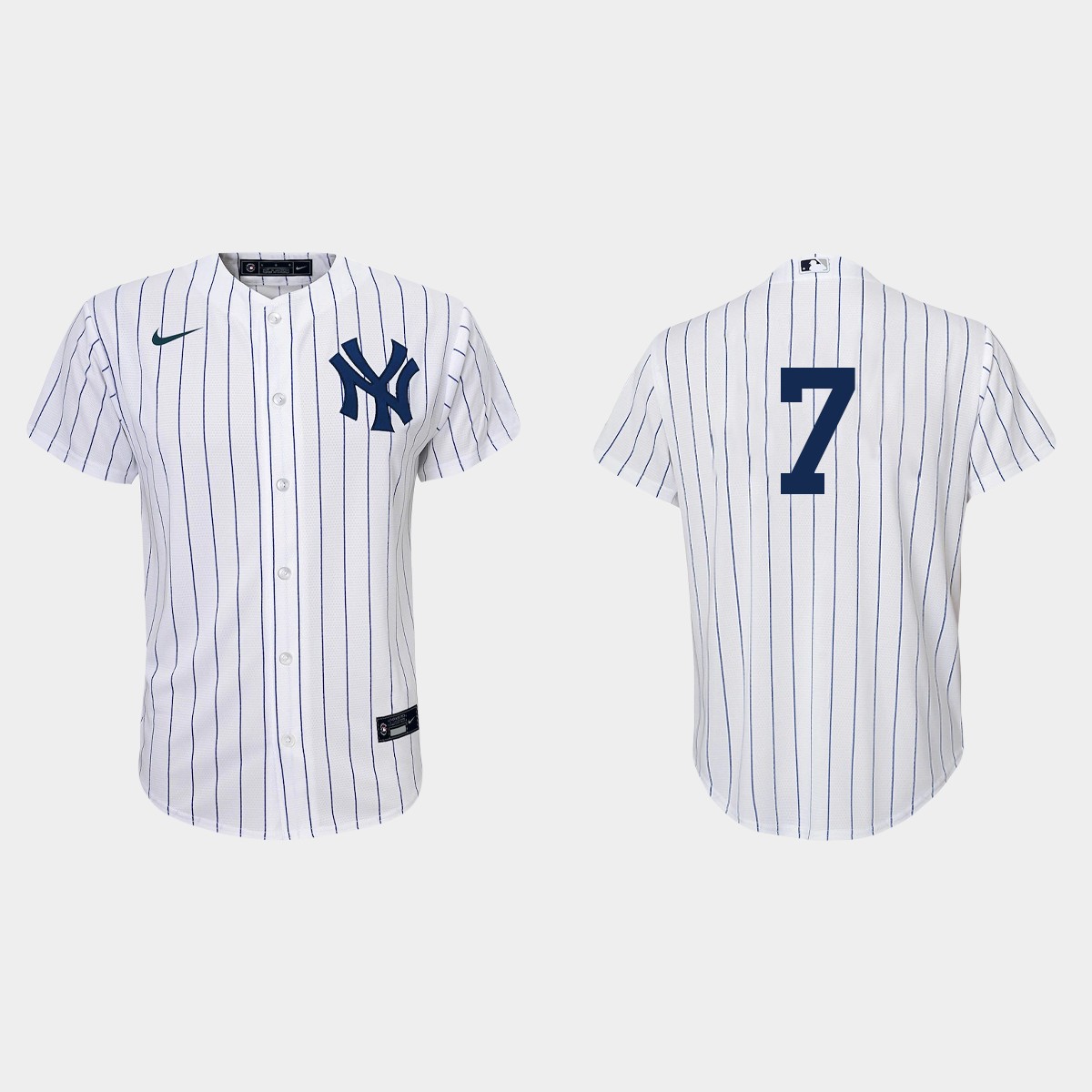 Youth New York Yankees #7 Mickey Mantle White Navy  Home Jersey