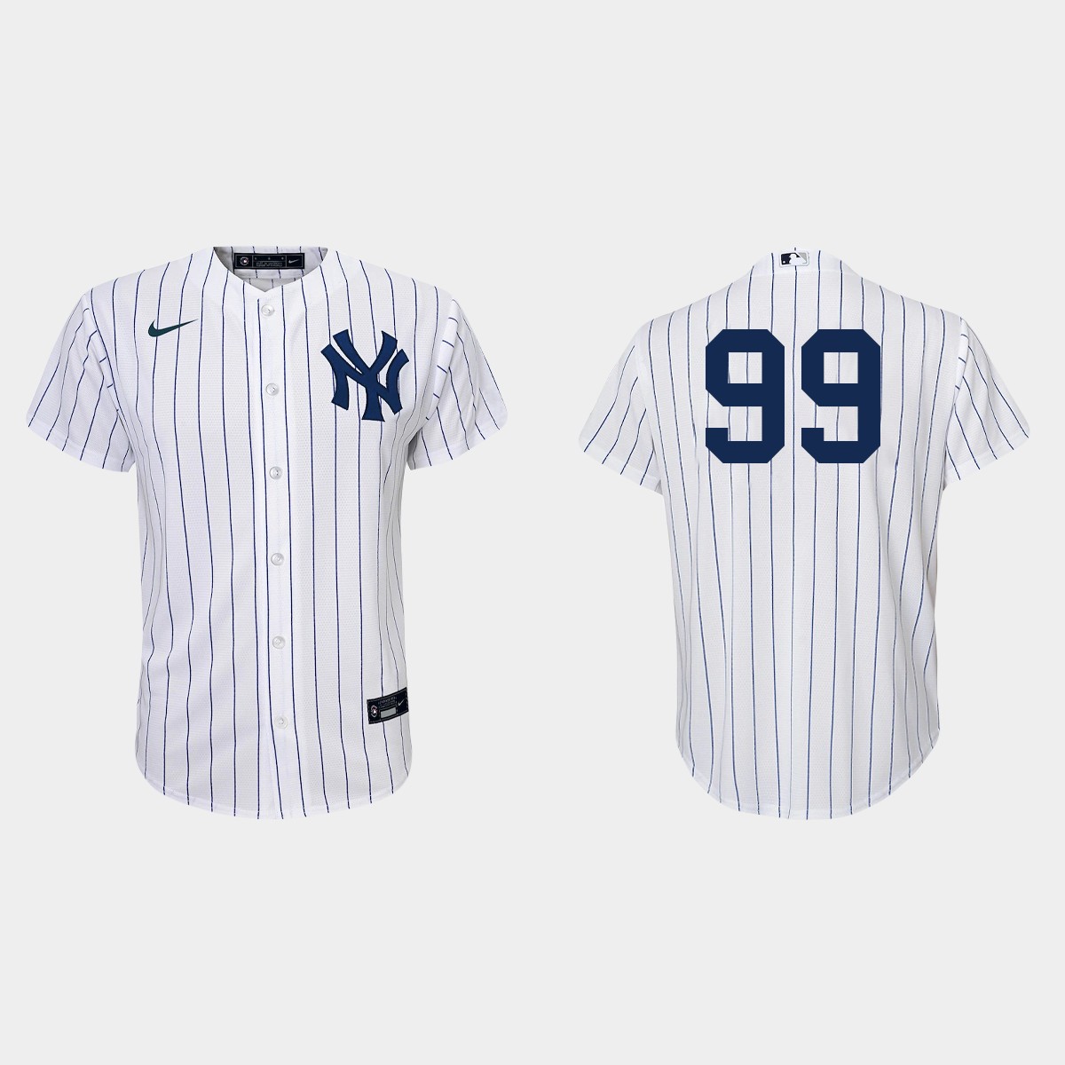 Youth New York Yankees #99 Aaron Judge White Navy  Home Jersey