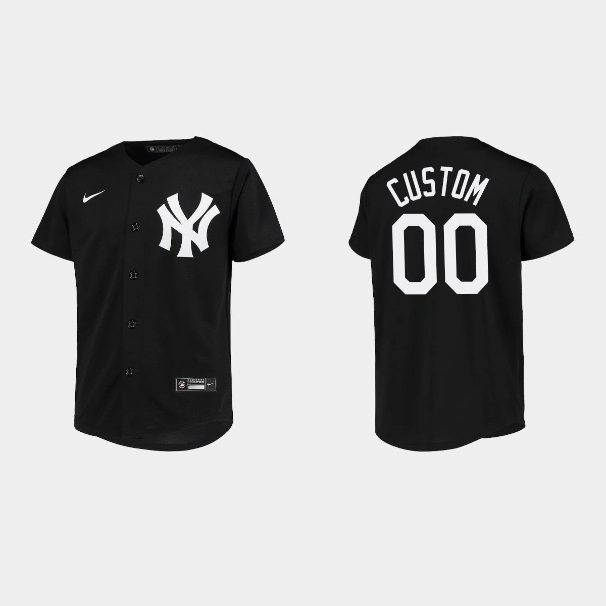 Youth New York Yankees Custom Black  Team Jersey