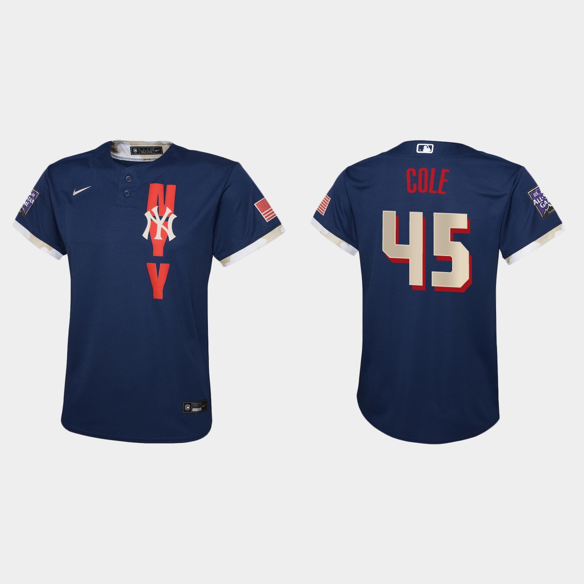 Youth New York Yankees Gerrit Cole Navy 2021 MLB All-Star Game Jersey