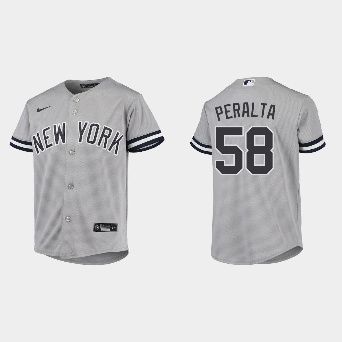 Youth New York Yankees Wandy Peralta Gray  Road Jersey