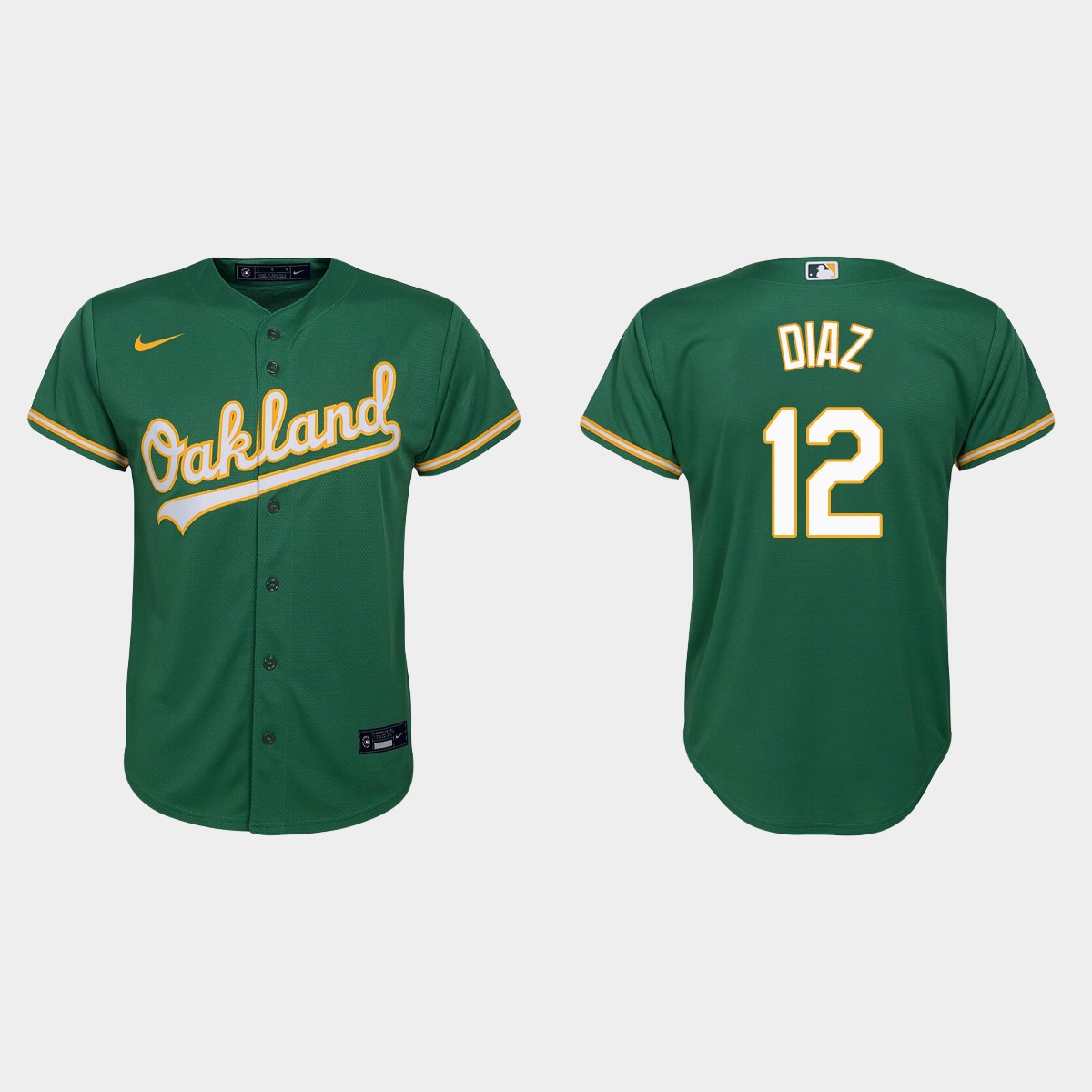 Youth Oakland Athletics Aledmys Diaz Kelly Green  Alternate Jersey