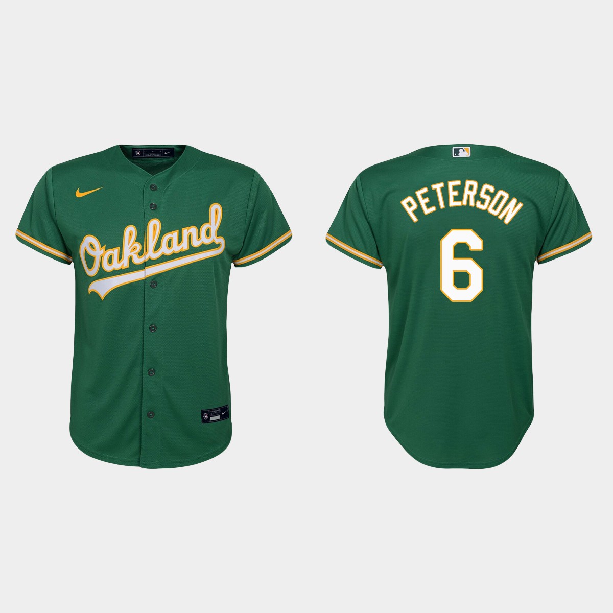 Youth Oakland Athletics Jace Peterson Kelly Green  Alternate Jersey