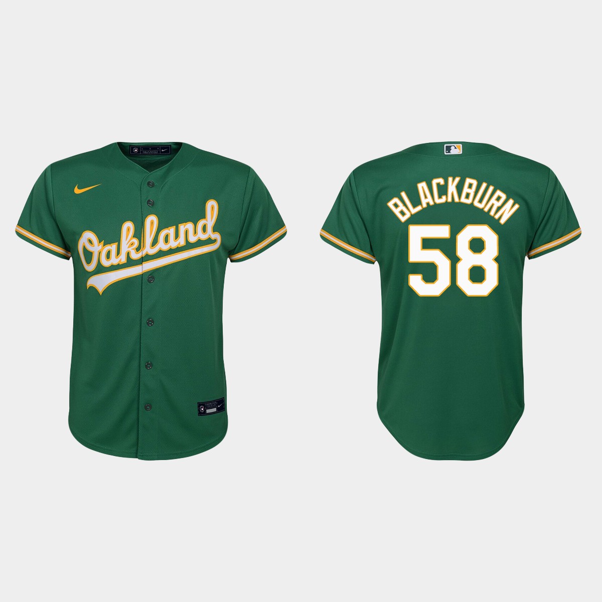 Youth Oakland Athletics Paul Blackburn Kelly Green  Alternate Jersey