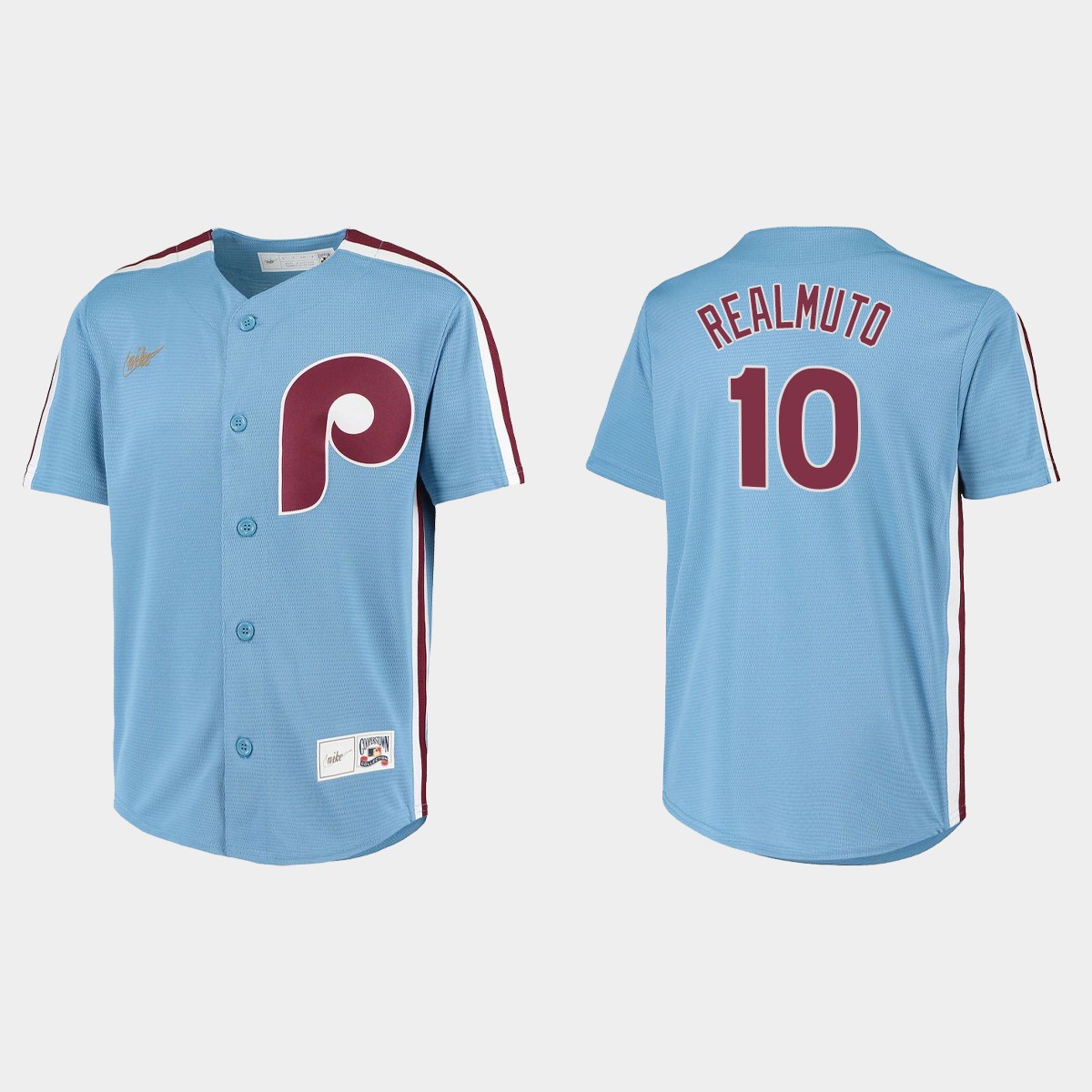 Youth Philadelphia Phillies #10 J.T. Realmuto Light Blue Cooperstown Collection Road Jersey