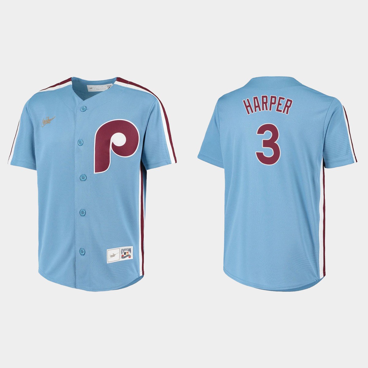 Youth Philadelphia Phillies #3 Bryce Harper Light Blue Cooperstown Collection Road Jersey