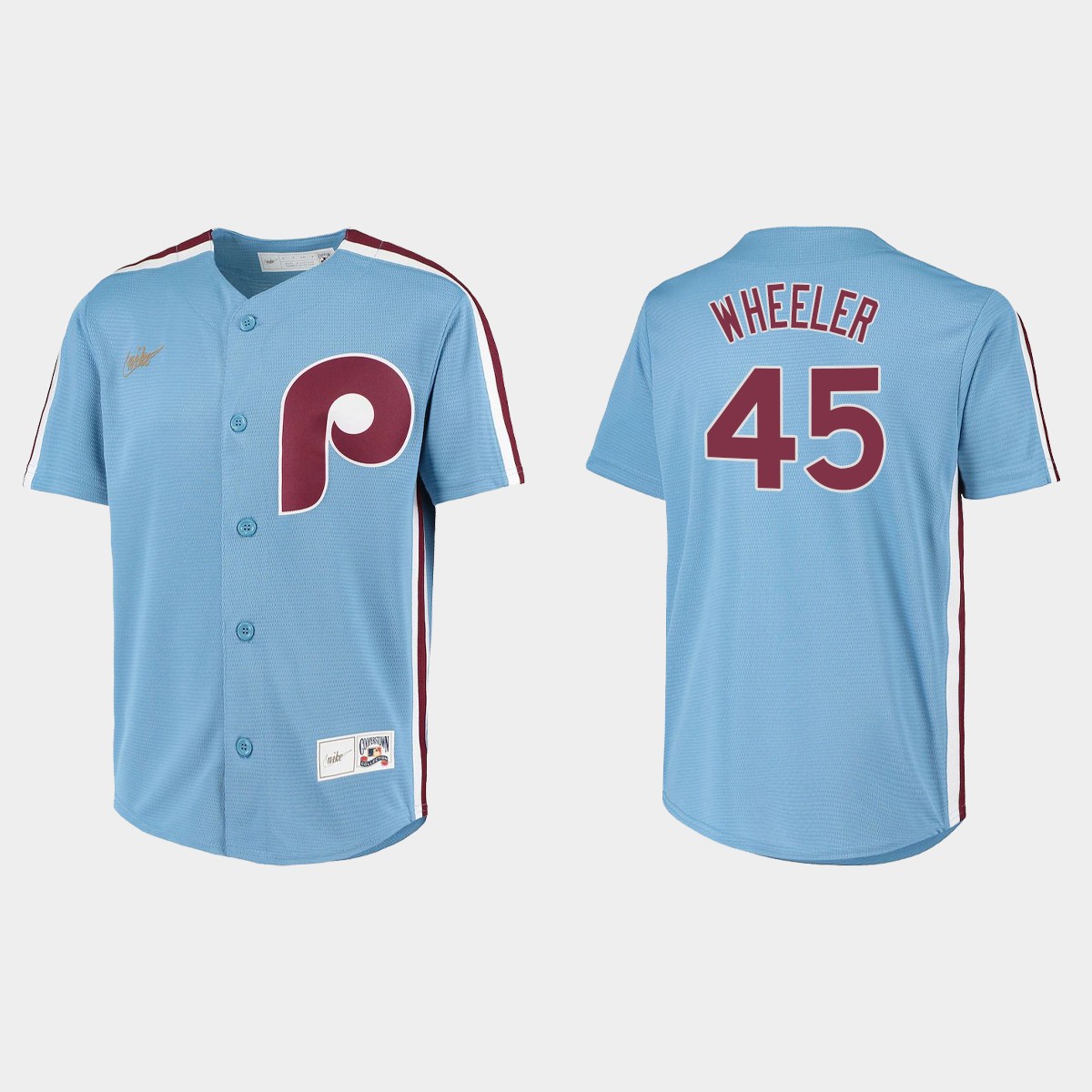 Youth Philadelphia Phillies #45 Zack Wheeler Light Blue Cooperstown Collection Road Jersey