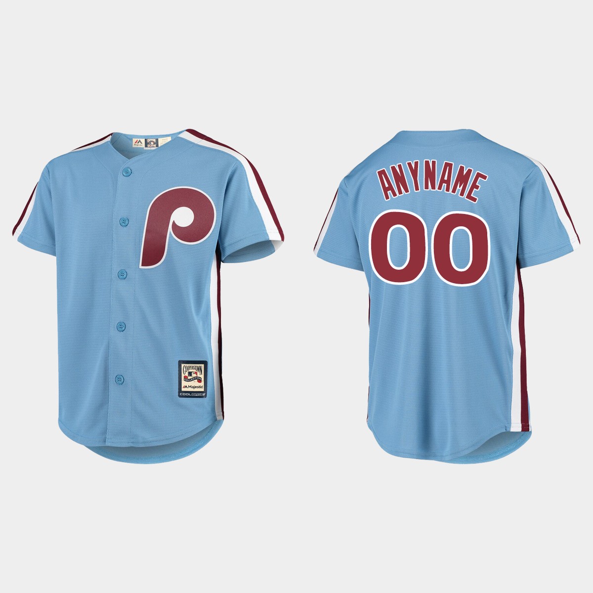 Youth Philadelphia Phillies Light Blue Cooperstown Collection Cool Base Custom Jersey