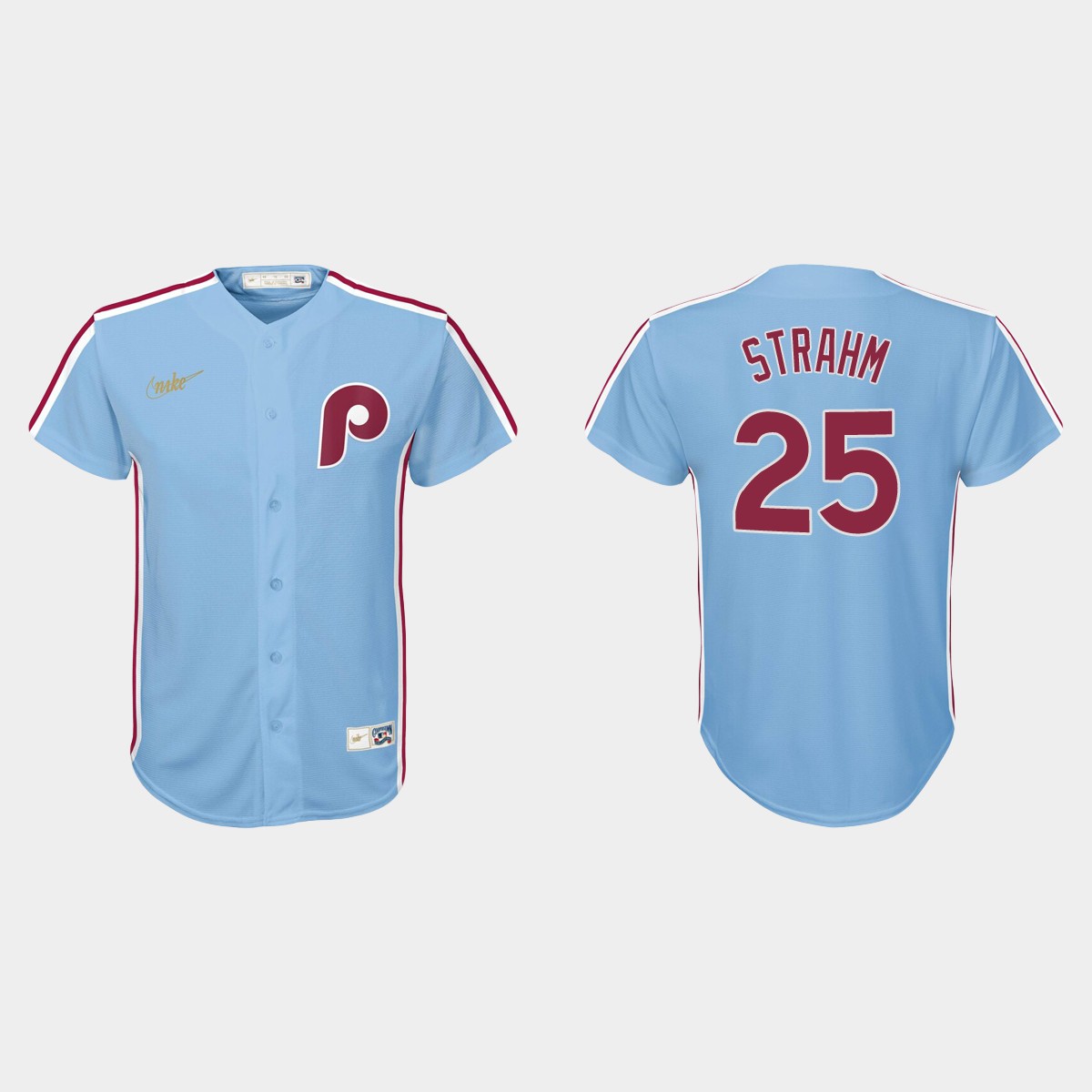 Youth Philadelphia Phillies Matthew Strahm Light Blue Cooperstown Collection Jersey