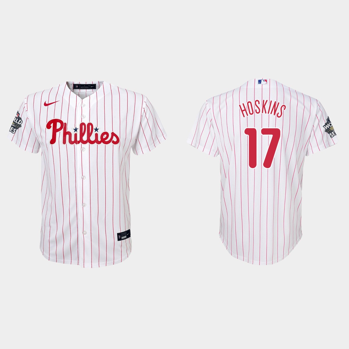 Youth Philadelphia Phillies Rhys Hoskins White 2022 World Series  Jersey