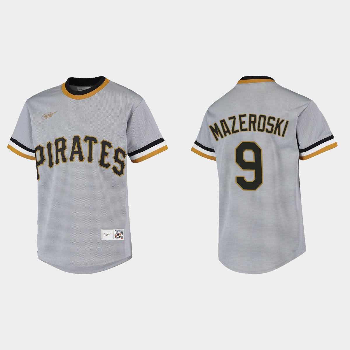 Youth Pittsburgh Pirates #9 Bill Mazeroski Gray Cooperstown Collection Road Jersey