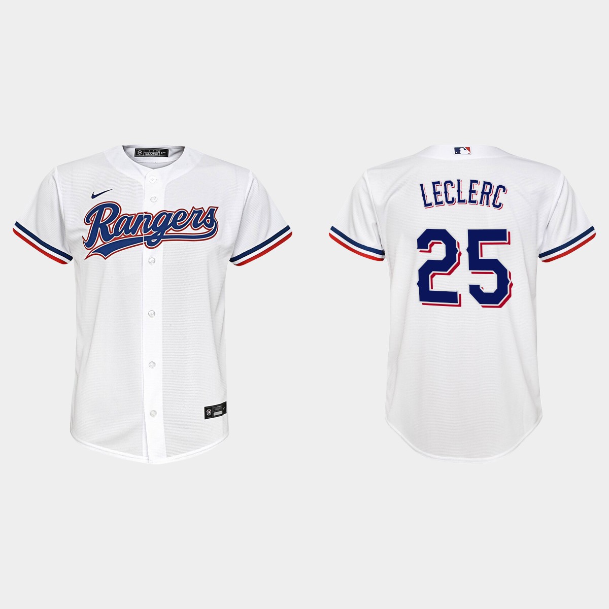 Youth Texas Rangers #25 Jose Leclerc White  Home Jersey