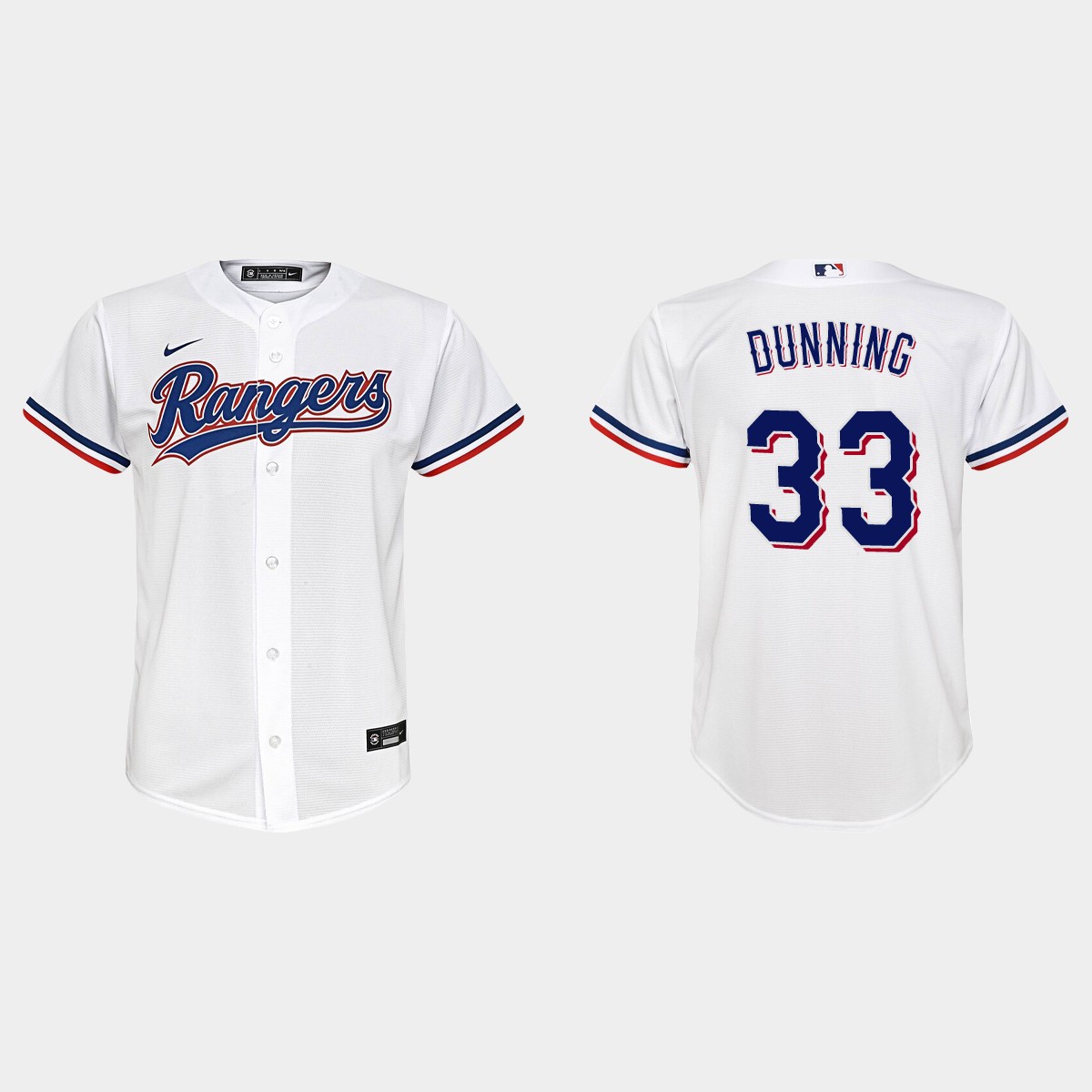 Youth Texas Rangers #33 Dane Dunning White  Home Jersey