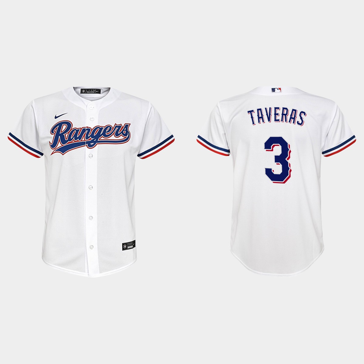 Youth Texas Rangers #3 Leody Taveras White  Home Jersey