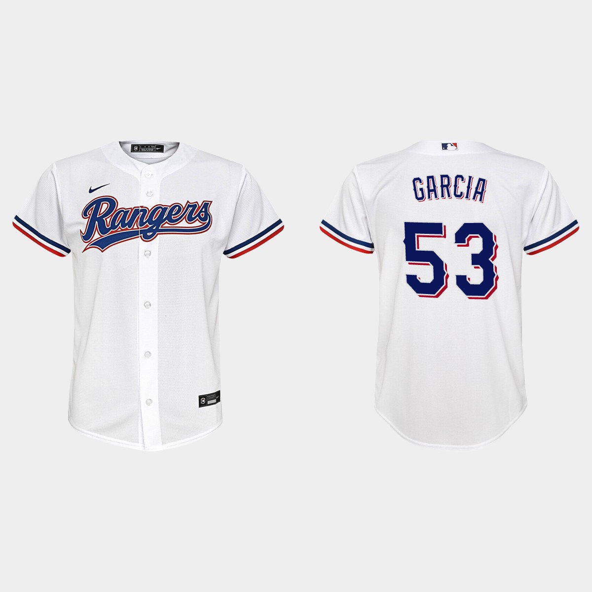 Youth Texas Rangers #53 Adolis Garcia White  Home Jersey