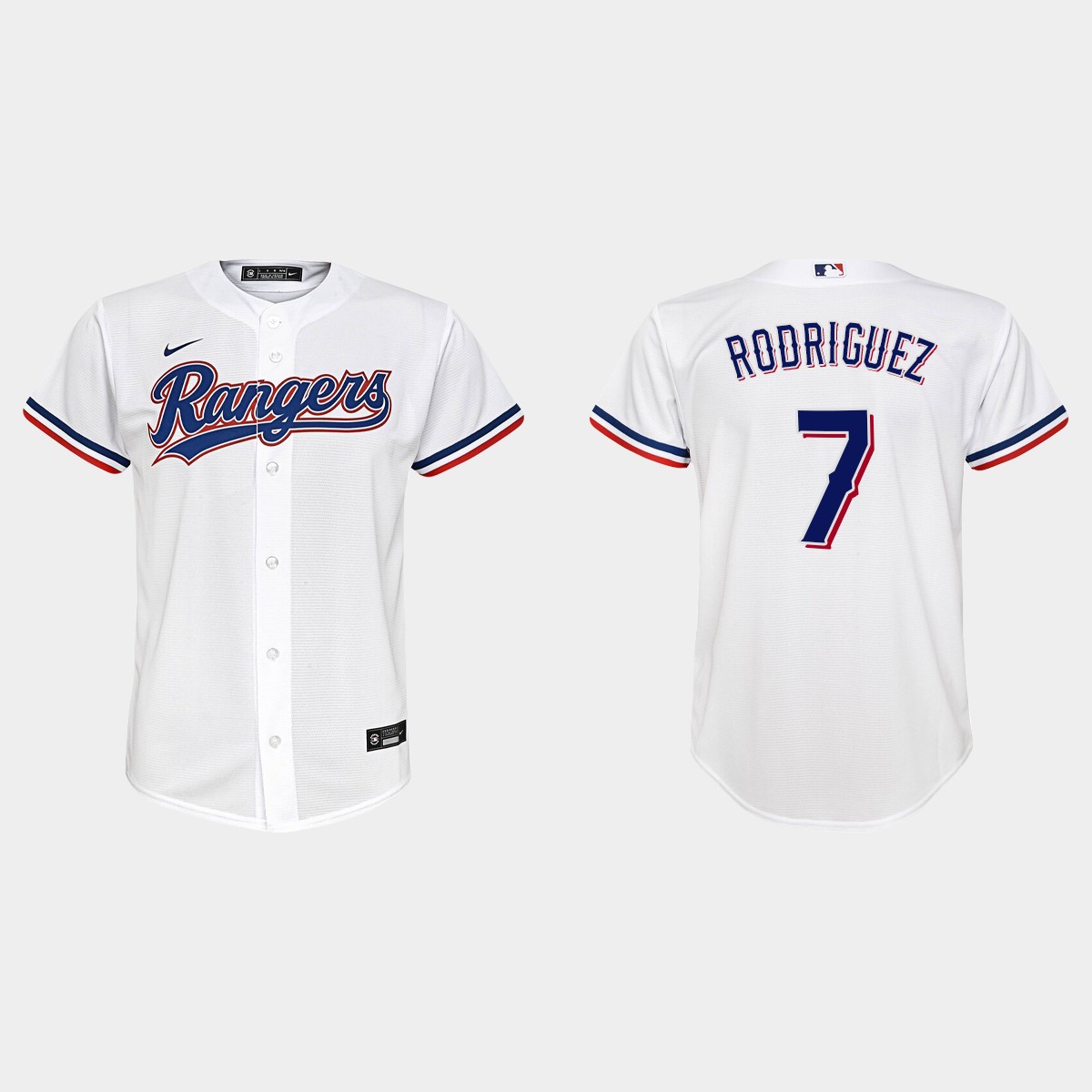 Youth Texas Rangers #7 Ivan Rodriguez White  Home Jersey